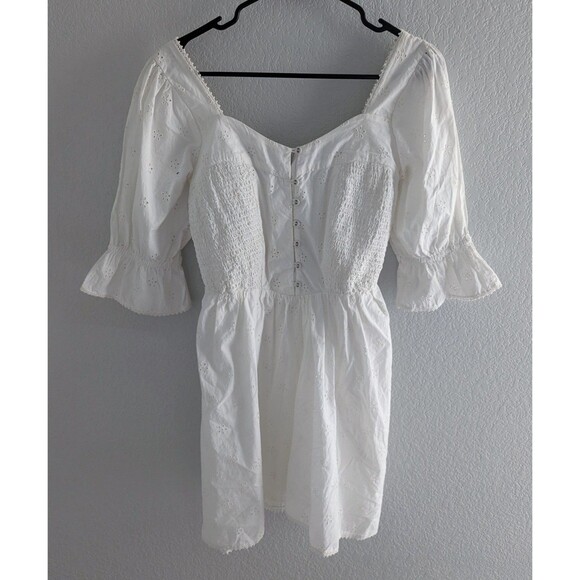 Spell & The Gypsy Bo Mini Dress Womens Size XS White Floral Eyelet Smocked Dress - Picture 1 of 7